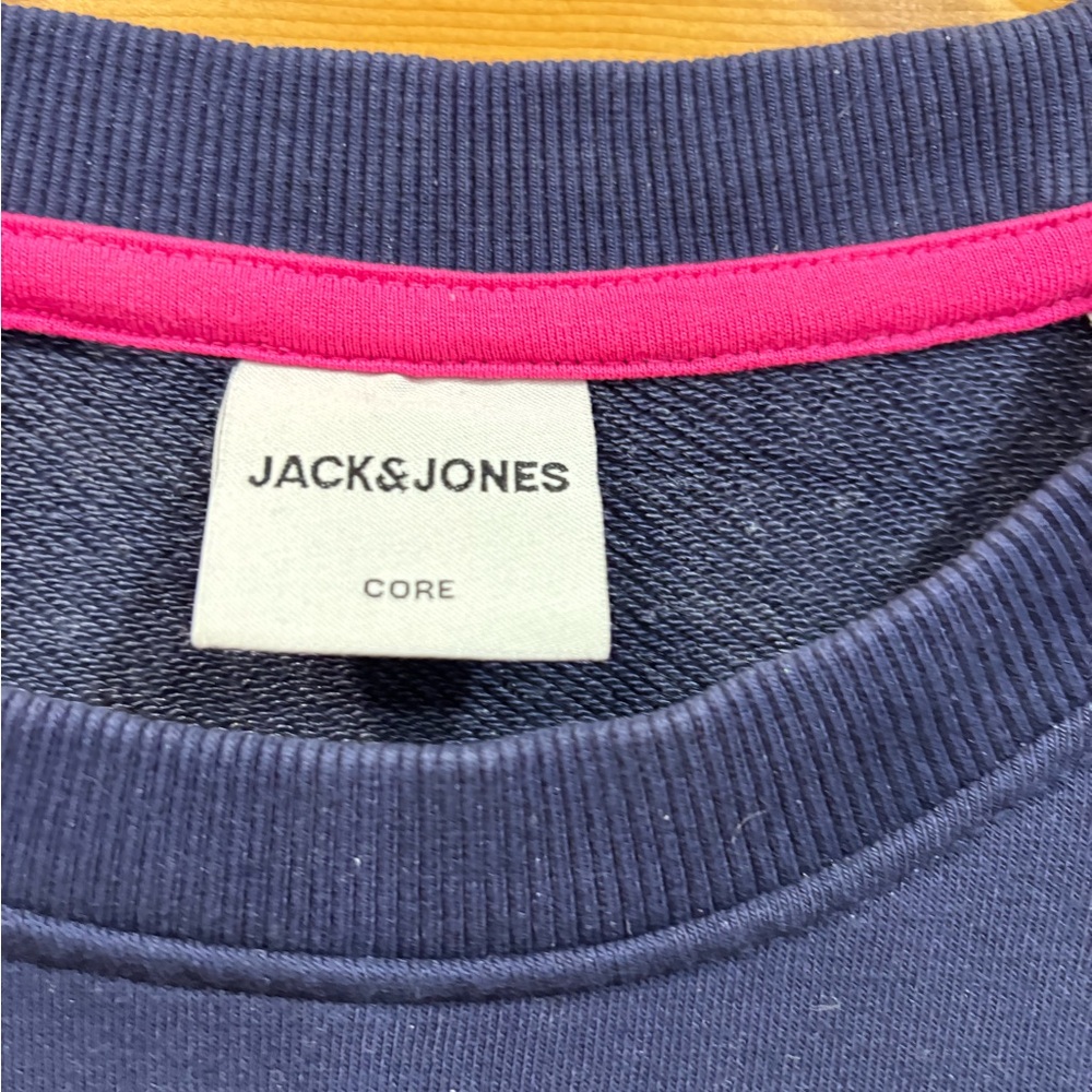 Jack & Jones Dark Blue Crewneck with Pink Logo - Picture 2 of 4